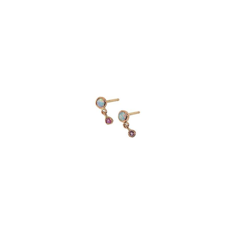 Jaine K Opal + Pink Sapphire Dangle Earrings