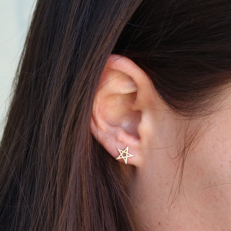 Meadowlark Pentagram Stud Earrings