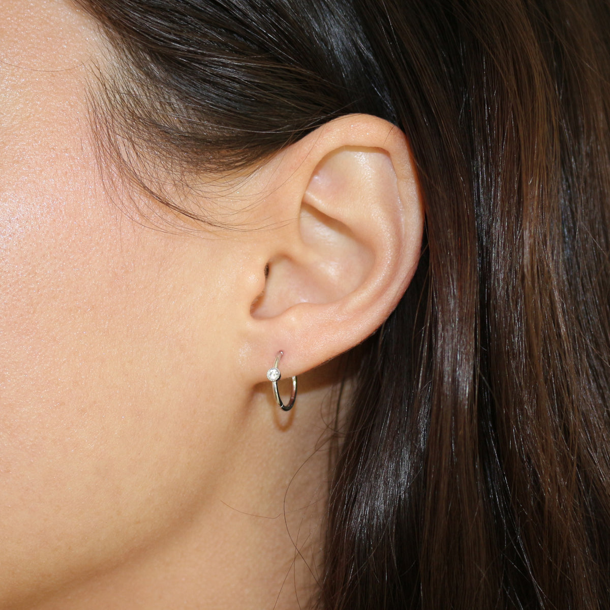 Maria Tash Scalloped Bezel Set Diamond Hoop Earring