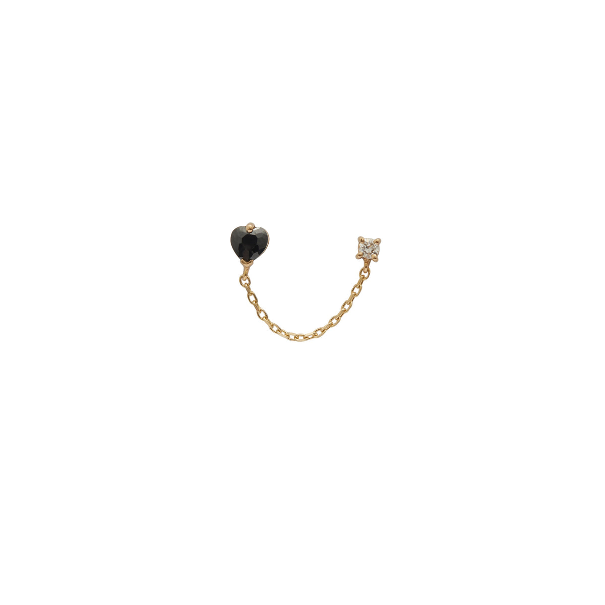 Onyx Heart + Diamond Chain Linked Earring